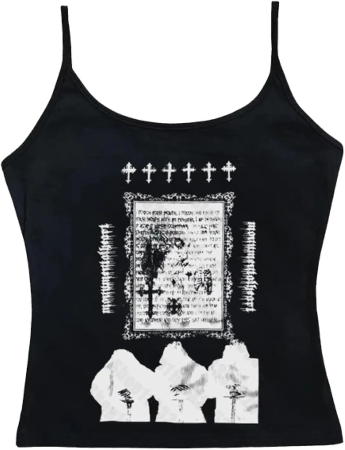 Y2k Camisole Grunge Emo Graphic Baby Tank Top Summer 2000s Vintage Coquette Spaghetti Strap Cute Crop Tops