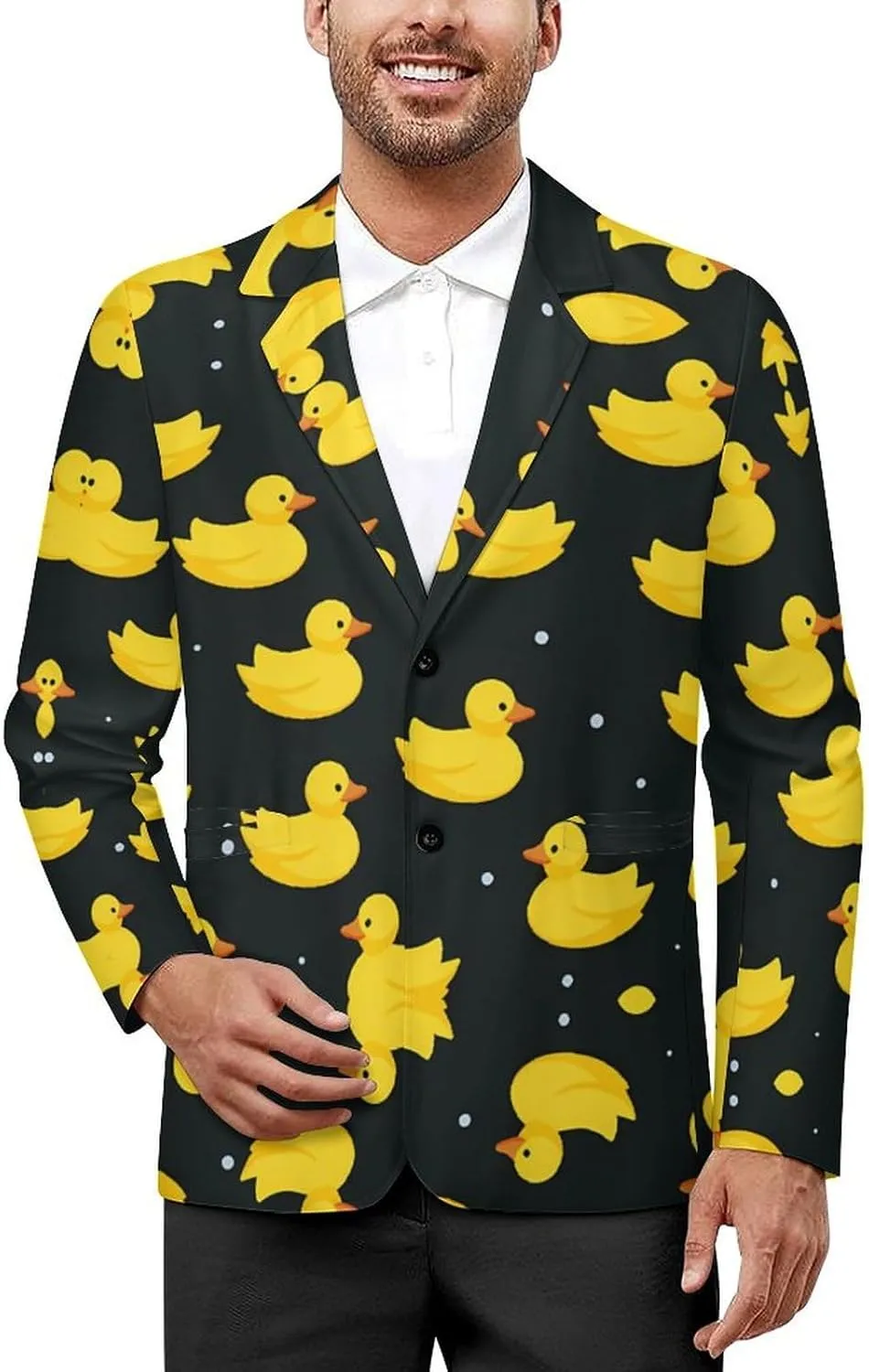 Yellow Ducks Mens Suit Jacket Lapel Blazers 2 Button Business Coat Tuxedo for Wedding Dinner