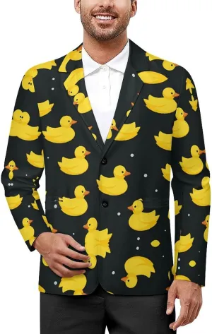 Yellow Ducks Mens Suit Jacket Lapel Blazers 2 Button Business Coat Tuxedo for Wedding Dinner