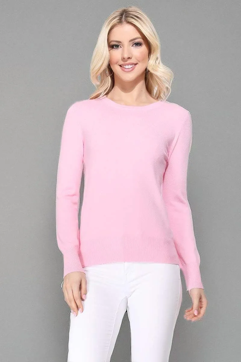 YEMAK Women's Knit Sweater Pullover  Long Sleeve Crewneck Basic Classic Casual Knitted Soft Lightweight T-Shirt Top