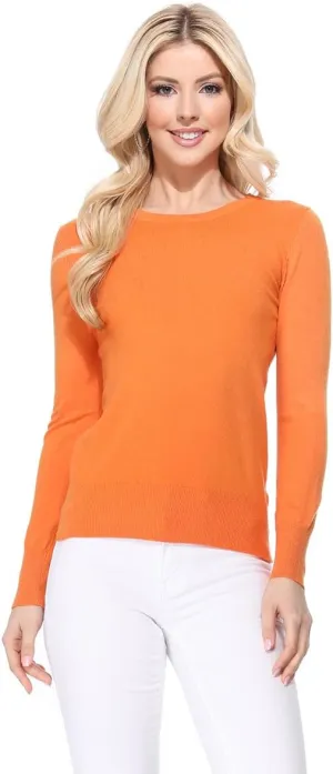YEMAK Women's Knit Sweater Pullover  Long Sleeve Crewneck Basic Classic Casual Knitted Soft Lightweight T-Shirt Top