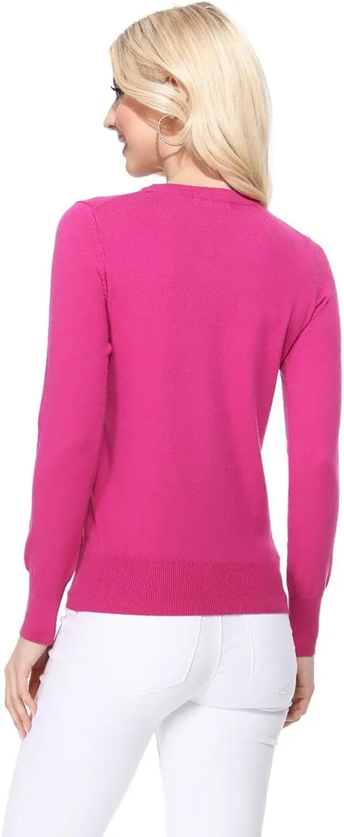 YEMAK Women's Knit Sweater Pullover  Long Sleeve Crewneck Basic Classic Casual Knitted Soft Lightweight T-Shirt Top