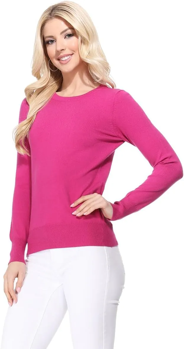 YEMAK Women's Knit Sweater Pullover  Long Sleeve Crewneck Basic Classic Casual Knitted Soft Lightweight T-Shirt Top