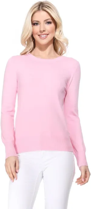 YEMAK Women's Knit Sweater Pullover  Long Sleeve Crewneck Basic Classic Casual Knitted Soft Lightweight T-Shirt Top