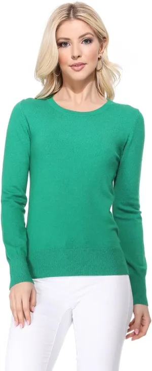 YEMAK Women's Knit Sweater Pullover  Long Sleeve Crewneck Basic Classic Casual Knitted Soft Lightweight T-Shirt Top
