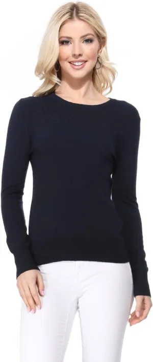 YEMAK Women's Knit Sweater Pullover  Long Sleeve Crewneck Basic Classic Casual Knitted Soft Lightweight T-Shirt Top