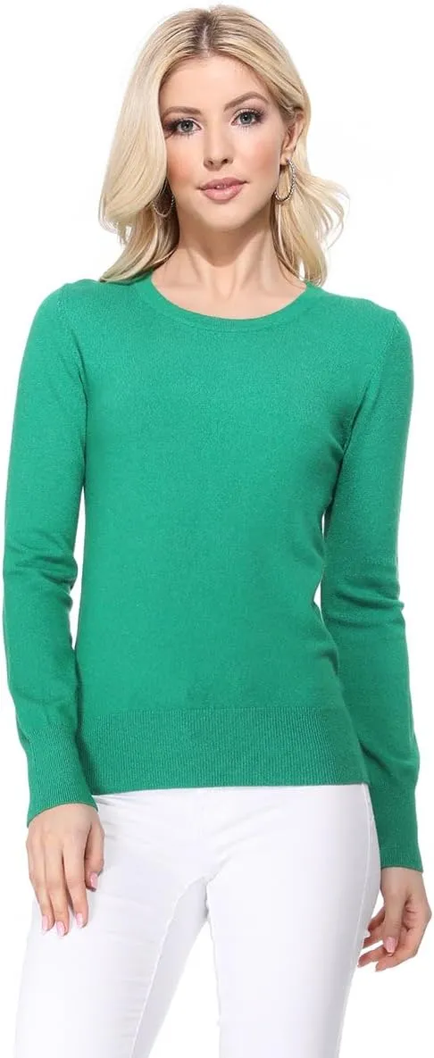YEMAK Women's Knit Sweater Pullover  Long Sleeve Crewneck Basic Classic Casual Knitted Soft Lightweight T-Shirt Top