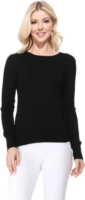 YEMAK Women's Knit Sweater Pullover  Long Sleeve Crewneck Basic Classic Casual Knitted Soft Lightweight T-Shirt Top