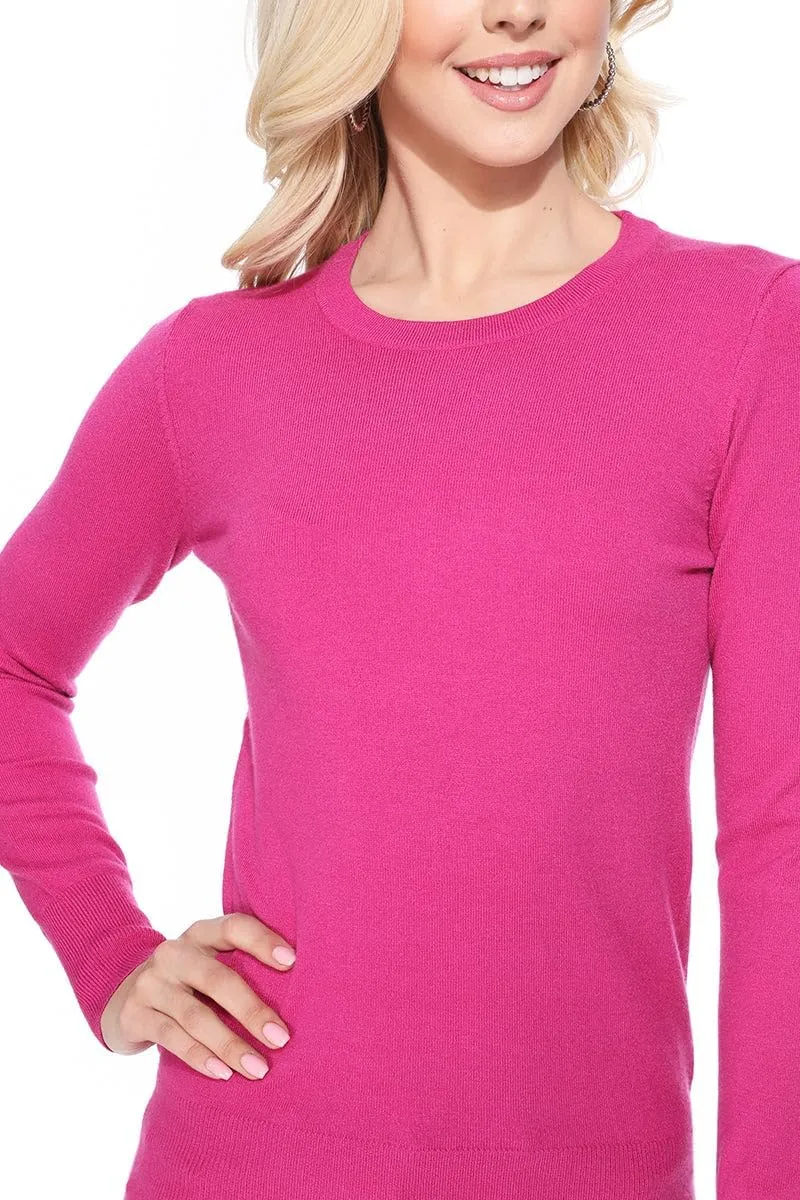 YEMAK Women's Knit Sweater Pullover  Long Sleeve Crewneck Basic Classic Casual Knitted Soft Lightweight T-Shirt Top