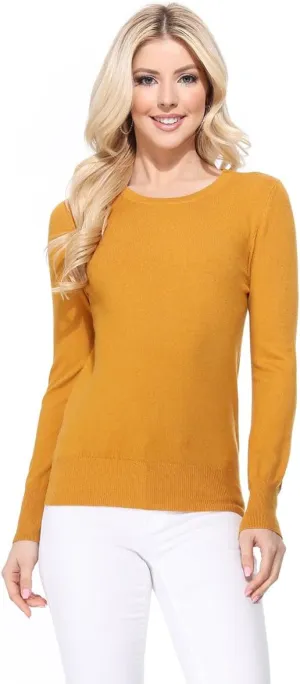 YEMAK Women's Knit Sweater Pullover  Long Sleeve Crewneck Basic Classic Casual Knitted Soft Lightweight T-Shirt Top
