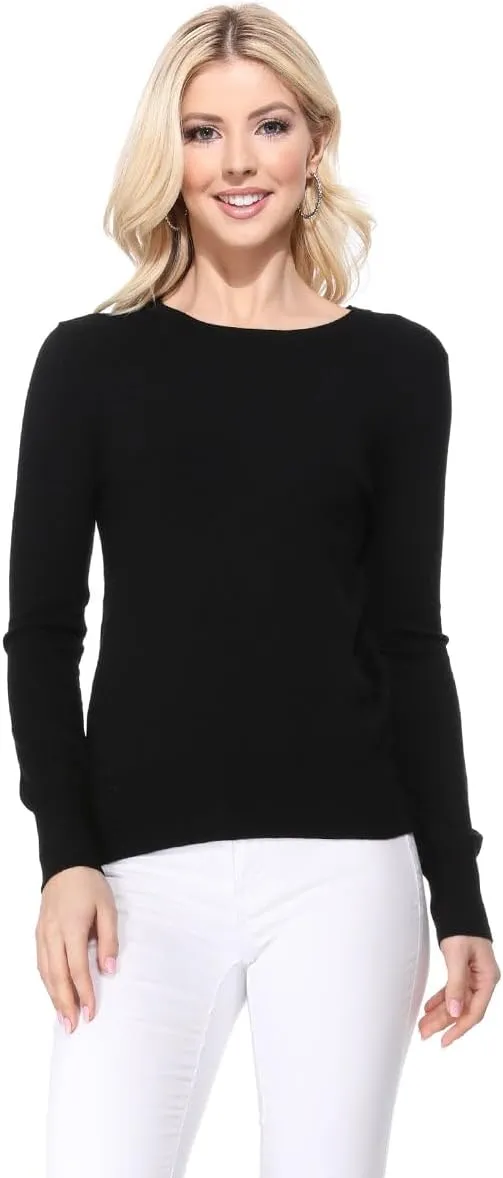 YEMAK Women's Knit Sweater Pullover  Long Sleeve Crewneck Basic Classic Casual Knitted Soft Lightweight T-Shirt Top