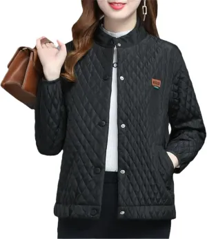 Zadaos Women Relaxed Light Thin Cotton-Padded Clothes Coat Stand Collar Jacket Keep Warm Outerwear