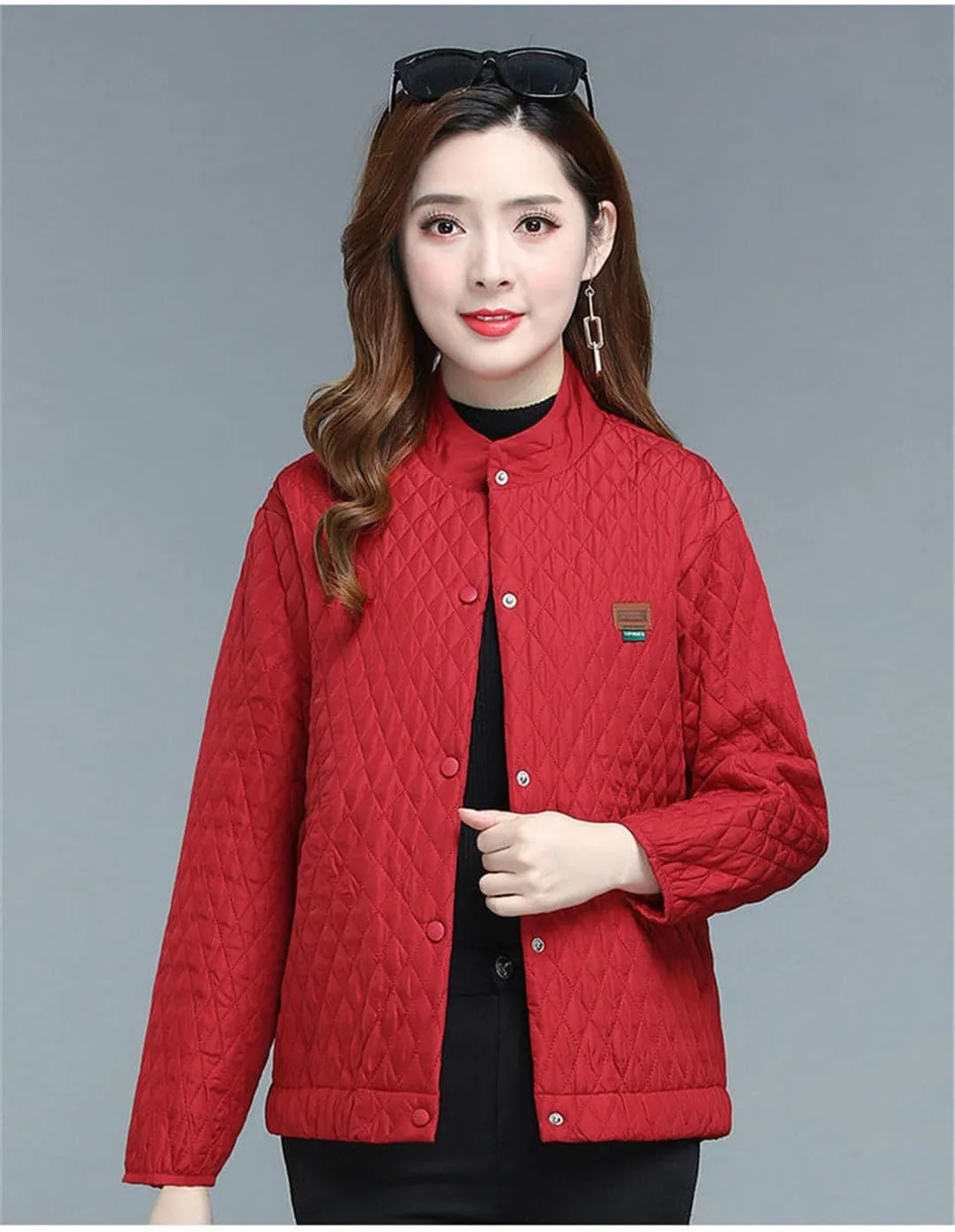 Zadaos Women Relaxed Light Thin Cotton-Padded Clothes Coat Stand Collar Jacket Keep Warm Outerwear