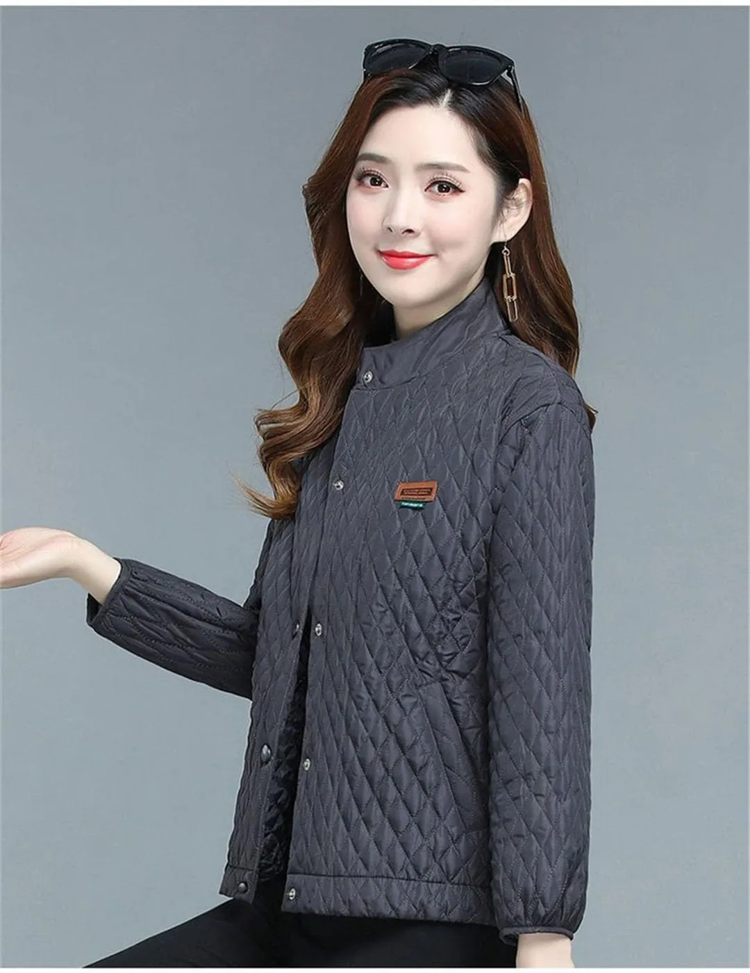 Zadaos Women Relaxed Light Thin Cotton-Padded Clothes Coat Stand Collar Jacket Keep Warm Outerwear