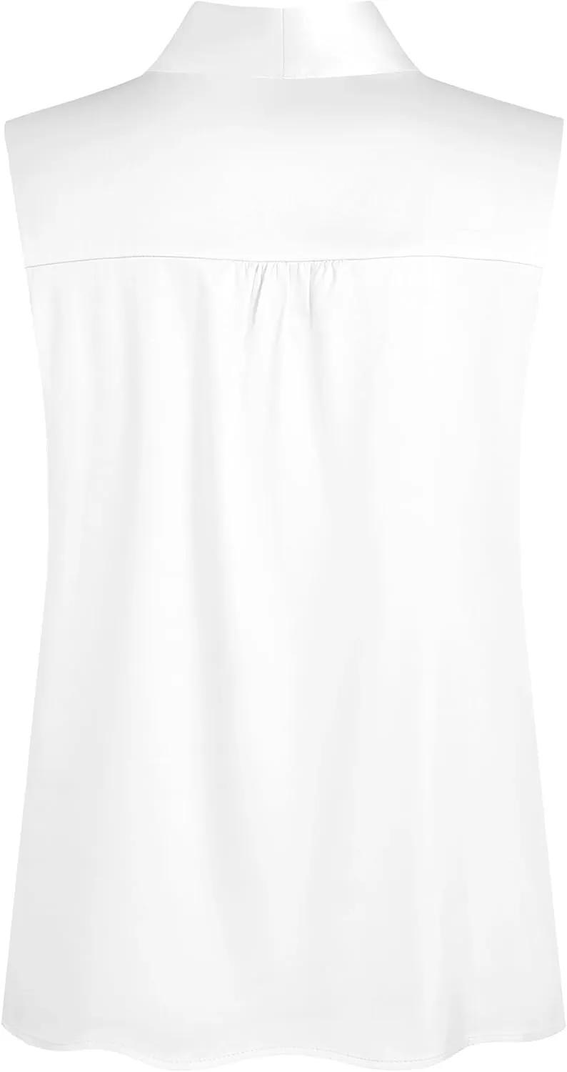 ZAFUL Women's Silk Satin Tank Tops Bow Tie Knot Mock Neck Casual Sleeveless Blouses Summer Basic Tanks Shirt
