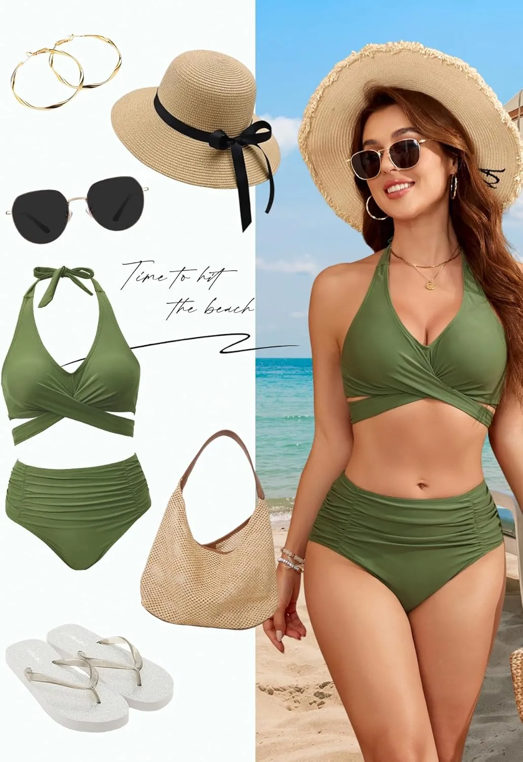Zando High Waisted Swim Suits for Women 2025 Tummy Control Bikini Flattering 2 Piece Swimsuits for Curvy Women Bathing Suit
