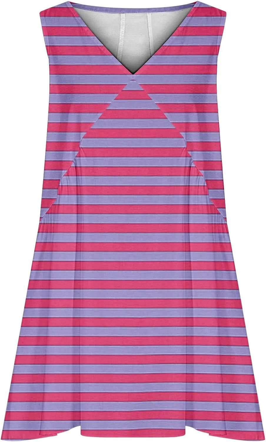 ZDRZK Flowy Dresses for Women Summer Stripes Casual Sleeveless Mini Dress 2024 Babydoll Swing Pleated Beach Sundresses