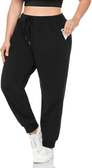 ZERDOCEAN Women's Plus Size Fleece Lined Sweatpants Relaxed Fit Workout Athletic Jogger Fleece Pants