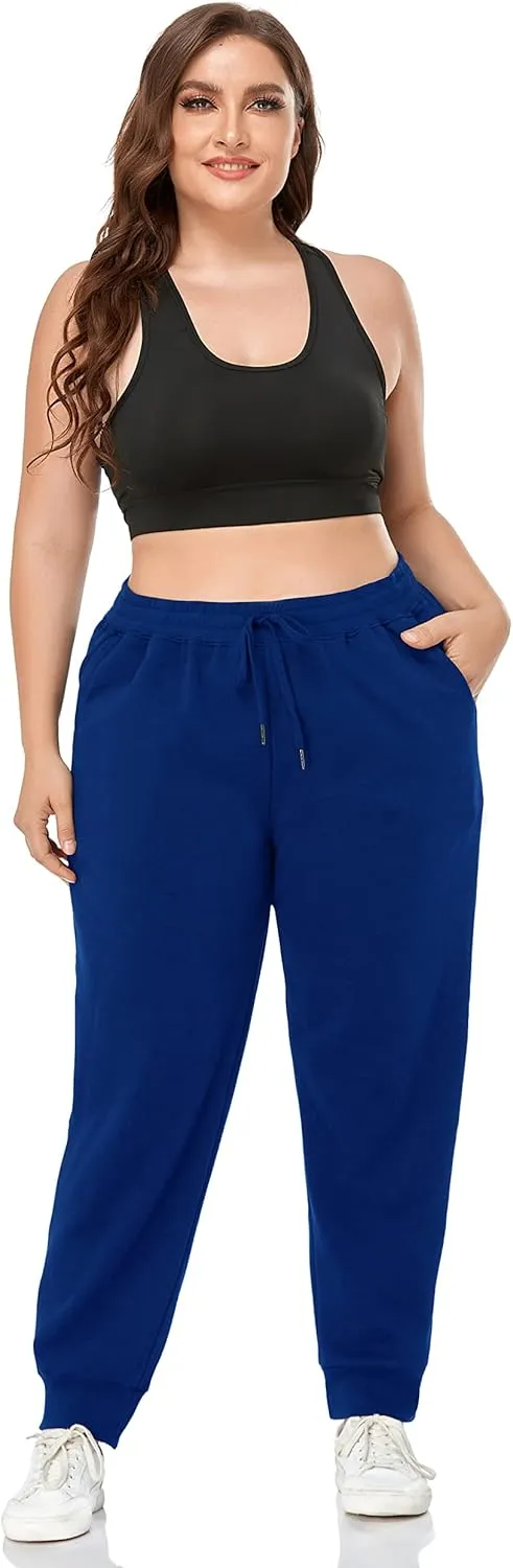 ZERDOCEAN Women's Plus Size Fleece Lined Sweatpants Relaxed Fit Workout Athletic Jogger Fleece Pants