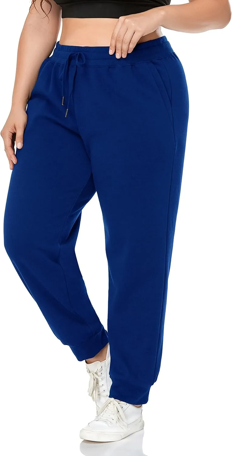 ZERDOCEAN Women's Plus Size Fleece Lined Sweatpants Relaxed Fit Workout Athletic Jogger Fleece Pants