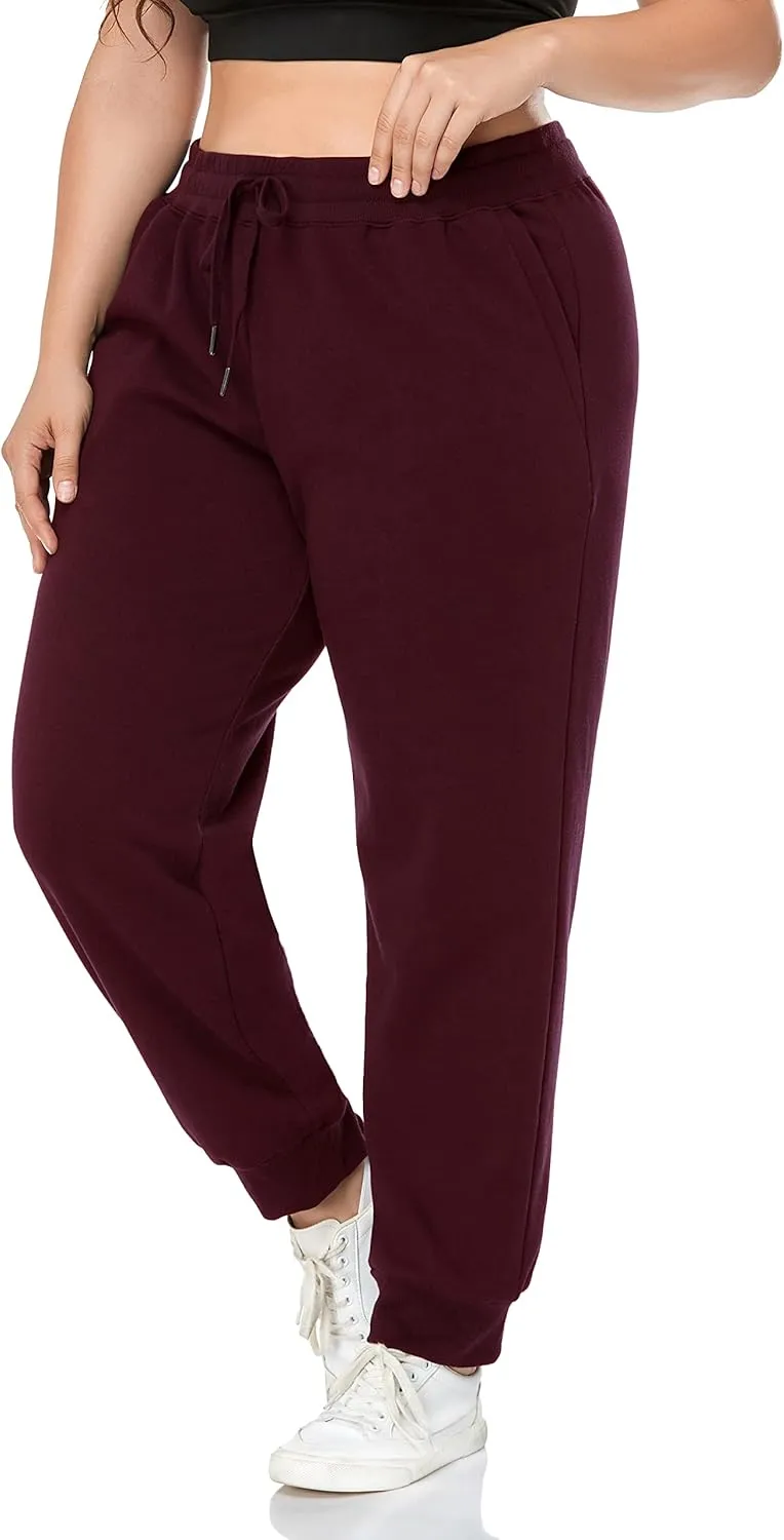ZERDOCEAN Women's Plus Size Fleece Lined Sweatpants Relaxed Fit Workout Athletic Jogger Fleece Pants