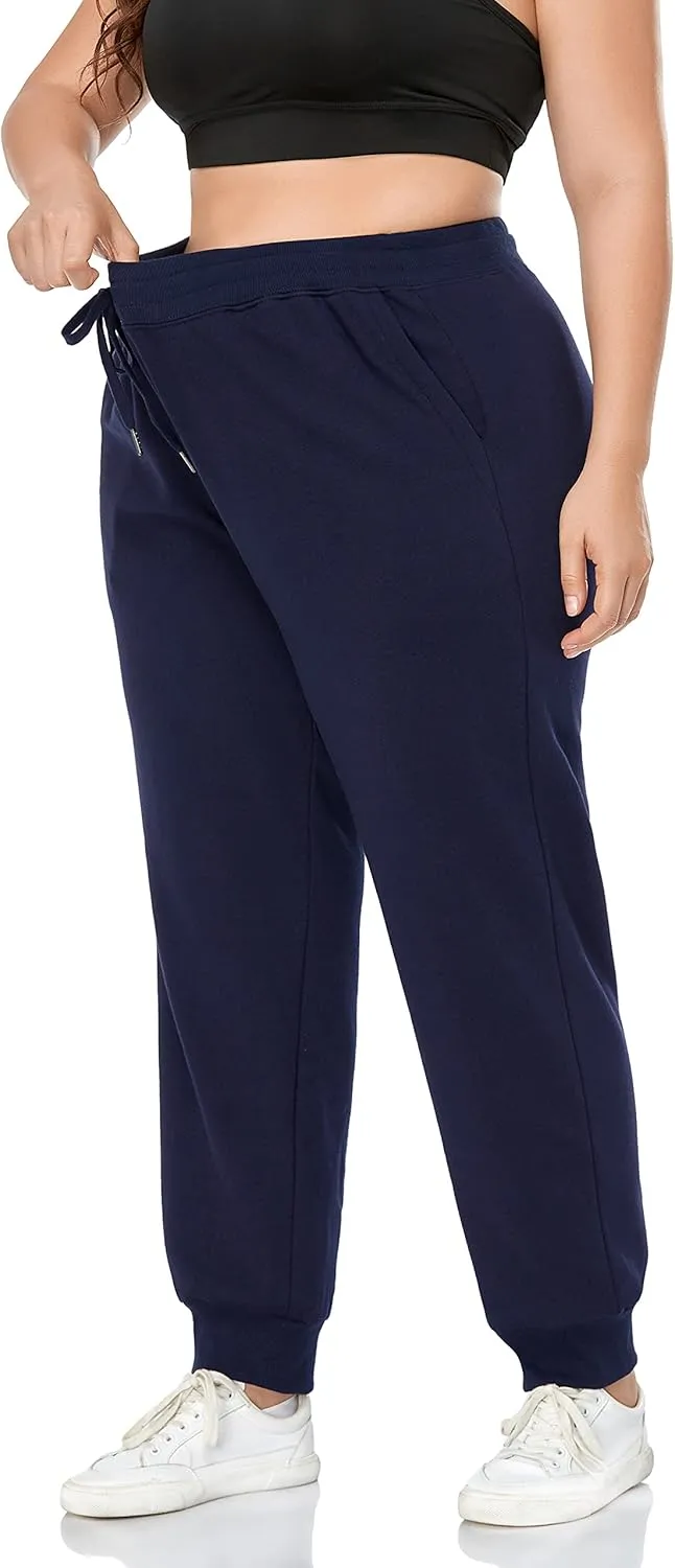 ZERDOCEAN Women's Plus Size Fleece Lined Sweatpants Relaxed Fit Workout Athletic Jogger Fleece Pants