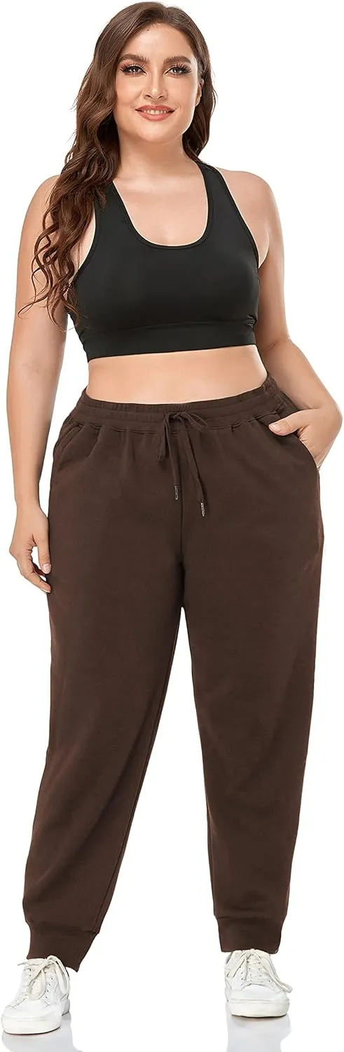 ZERDOCEAN Women's Plus Size Fleece Lined Sweatpants Relaxed Fit Workout Athletic Jogger Fleece Pants