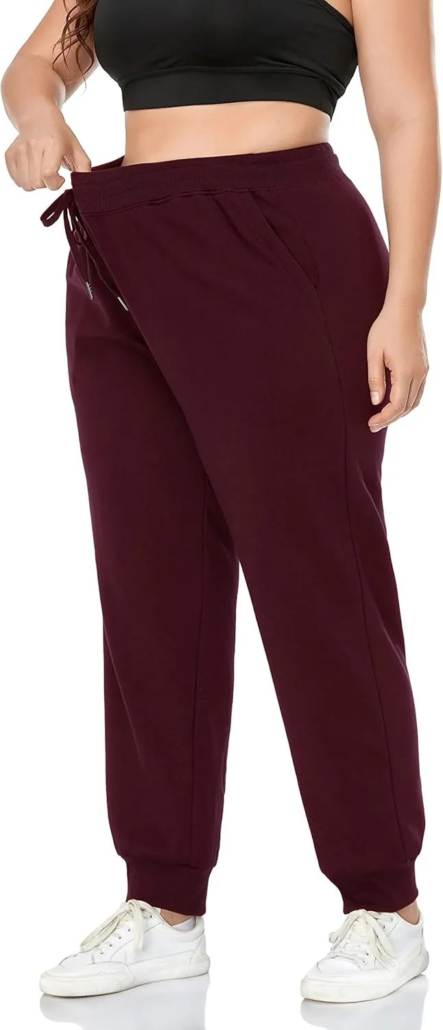 ZERDOCEAN Women's Plus Size Fleece Lined Sweatpants Relaxed Fit Workout Athletic Jogger Fleece Pants