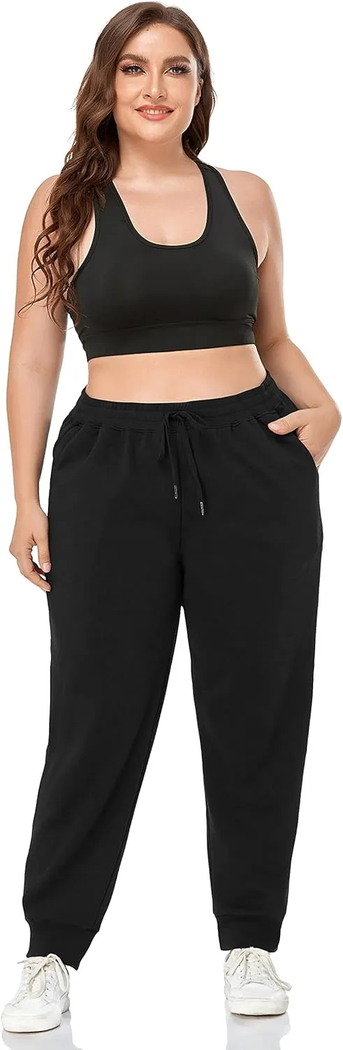 ZERDOCEAN Women's Plus Size Fleece Lined Sweatpants Relaxed Fit Workout Athletic Jogger Fleece Pants