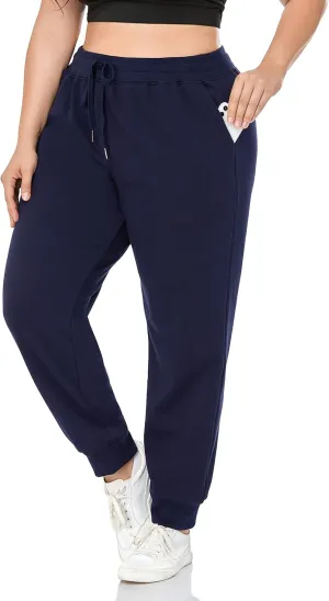ZERDOCEAN Women's Plus Size Fleece Lined Sweatpants Relaxed Fit Workout Athletic Jogger Fleece Pants