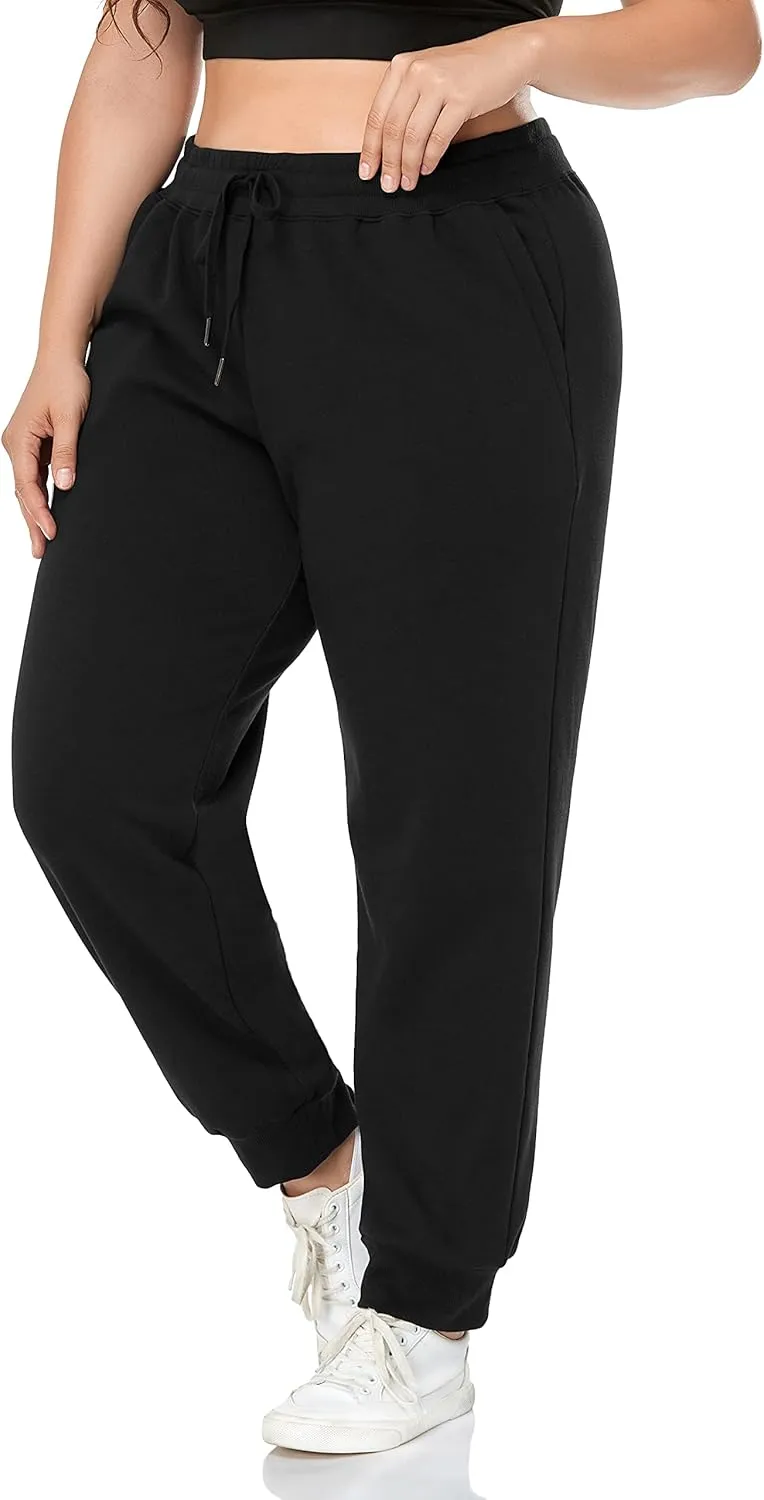 ZERDOCEAN Women's Plus Size Fleece Lined Sweatpants Relaxed Fit Workout Athletic Jogger Fleece Pants