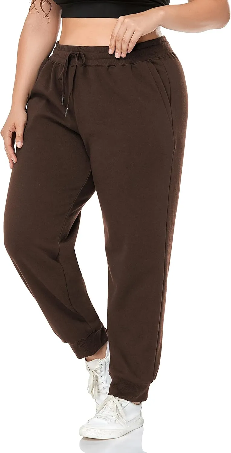 ZERDOCEAN Women's Plus Size Fleece Lined Sweatpants Relaxed Fit Workout Athletic Jogger Fleece Pants