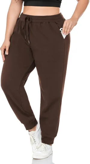 ZERDOCEAN Women's Plus Size Fleece Lined Sweatpants Relaxed Fit Workout Athletic Jogger Fleece Pants