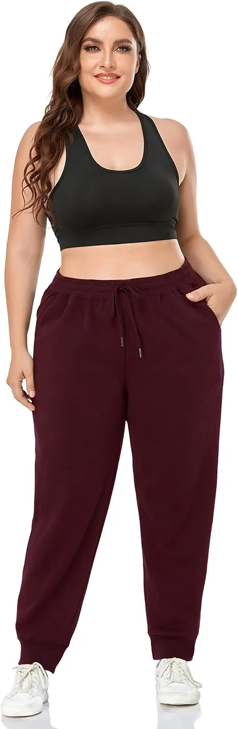 ZERDOCEAN Women's Plus Size Fleece Lined Sweatpants Relaxed Fit Workout Athletic Jogger Fleece Pants