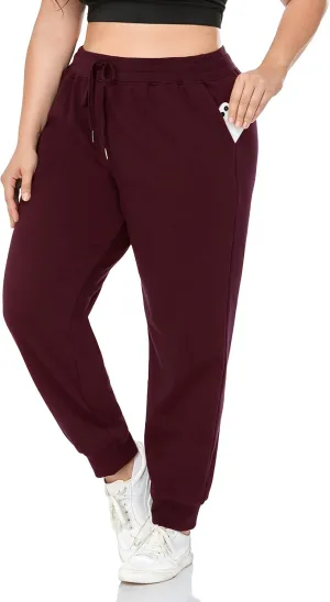 ZERDOCEAN Women's Plus Size Fleece Lined Sweatpants Relaxed Fit Workout Athletic Jogger Fleece Pants