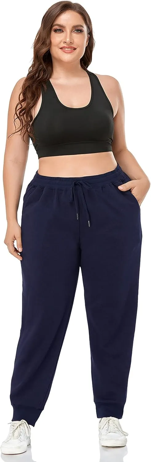 ZERDOCEAN Women's Plus Size Fleece Lined Sweatpants Relaxed Fit Workout Athletic Jogger Fleece Pants