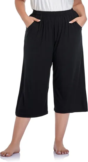 ZERDOCEAN Women's Plus Size Modal Stretchy Relaxed Lounge Capris with Pockets