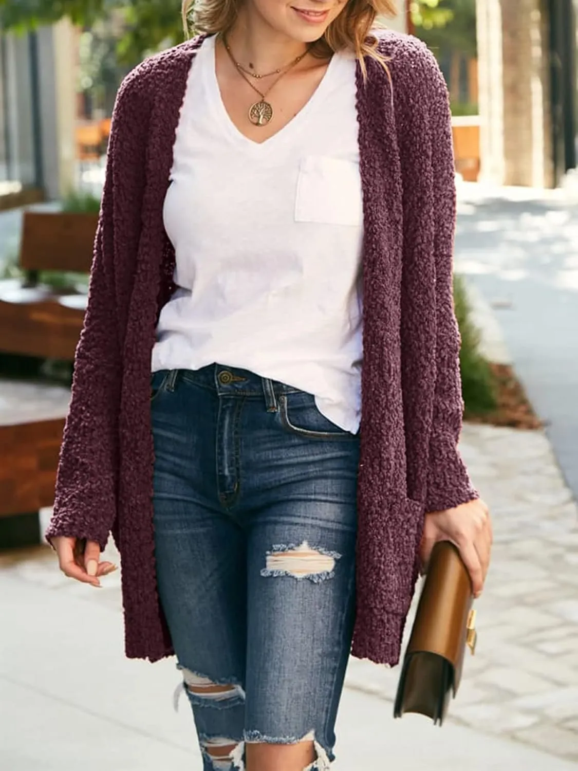 ZESICA Women's Fall Casual Long Sleeve Open Front Soft Chunky Knit Sweater Cardigan Outerwear