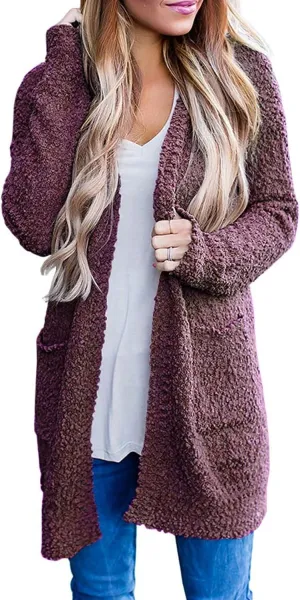 ZESICA Women's Fall Casual Long Sleeve Open Front Soft Chunky Knit Sweater Cardigan Outerwear