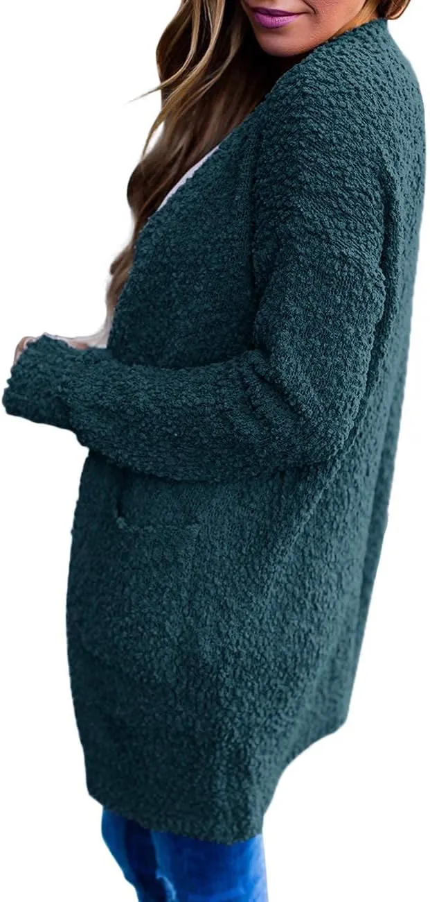 ZESICA Women's Fall Casual Long Sleeve Open Front Soft Chunky Knit Sweater Cardigan Outerwear