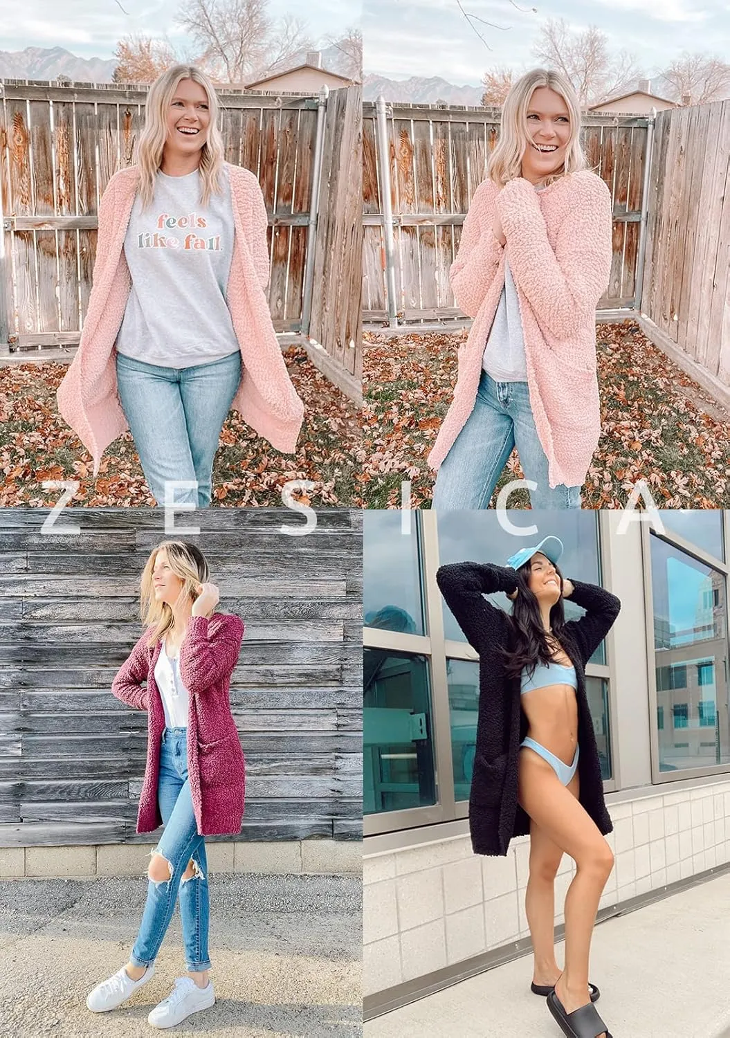 ZESICA Women's Fall Casual Long Sleeve Open Front Soft Chunky Knit Sweater Cardigan Outerwear