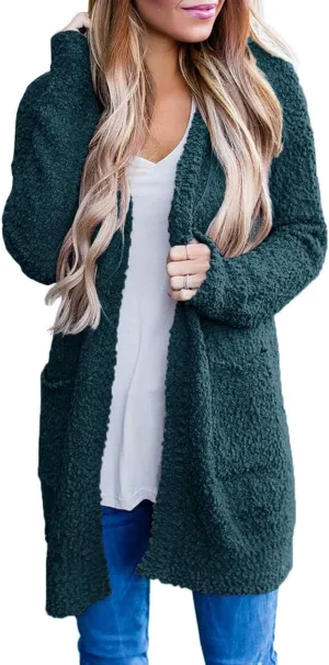 ZESICA Women's Fall Casual Long Sleeve Open Front Soft Chunky Knit Sweater Cardigan Outerwear