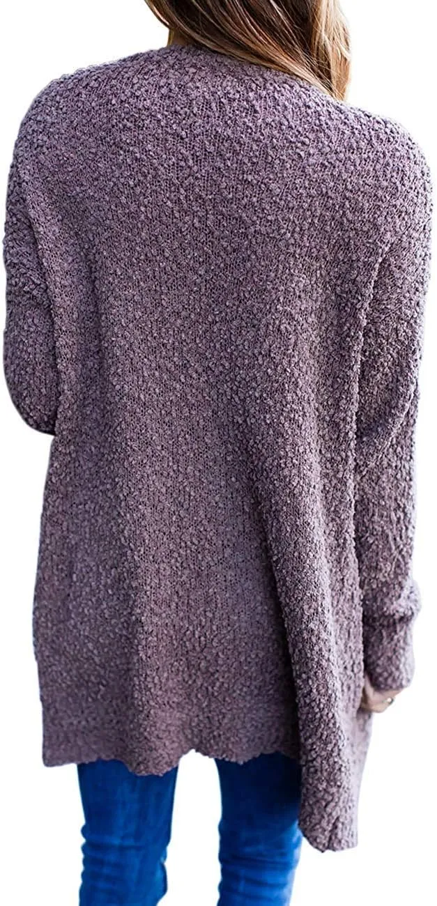 ZESICA Women's Fall Casual Long Sleeve Open Front Soft Chunky Knit Sweater Cardigan Outerwear