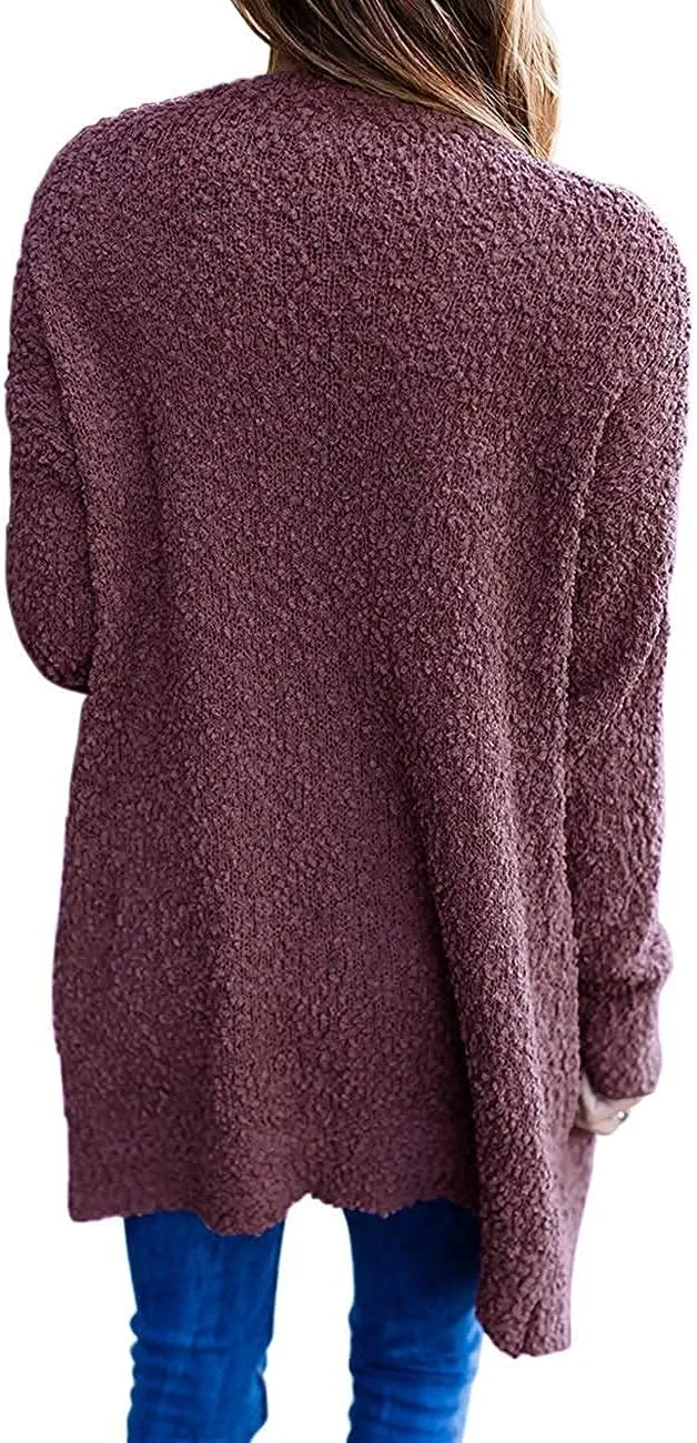 ZESICA Women's Fall Casual Long Sleeve Open Front Soft Chunky Knit Sweater Cardigan Outerwear