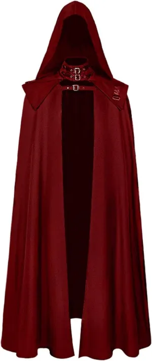 ZYXTIM 2 Pieces Set Mens Vintage Gothic Hooded Cape Robe Cloak Plus Size Mediveral Wizard Halloween Cosplay Costume
